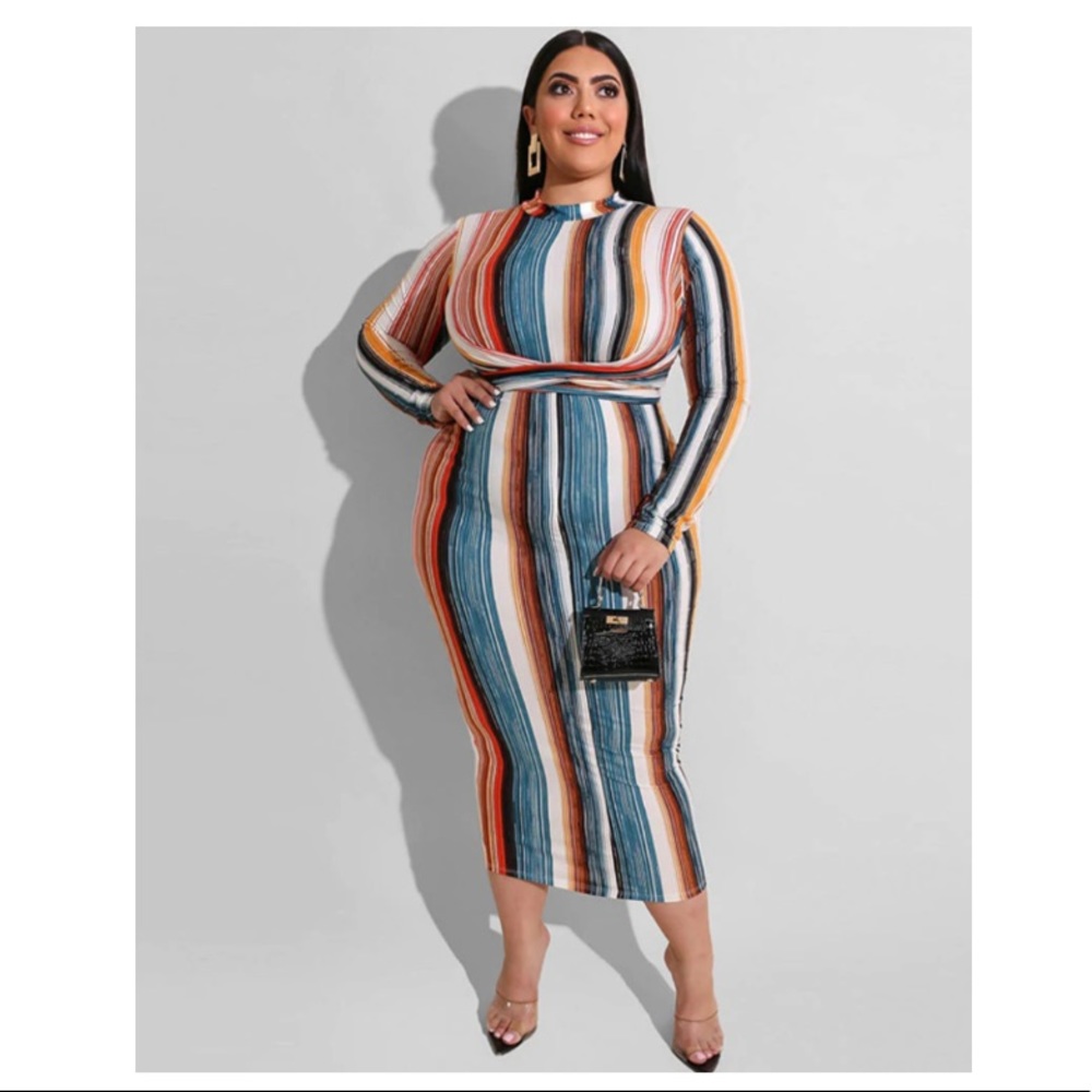Colorful striped dress.